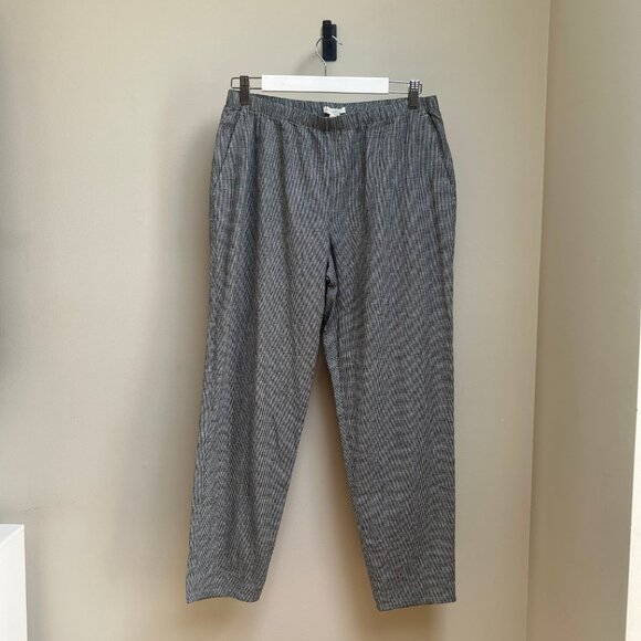 Eileen Fisher Hemp Organic Cotton Linen Grid Ankle Pants - Picture 1 of 8